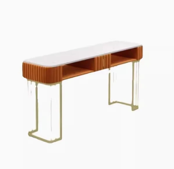 طاولة أظافر رخامية بسيطة وحديثة فاخرة وخفيفة الوزن ومجموعة كراسي لصالونات التجميل ومتجر أظافر فردي وطاولة أظافر مزدوجة