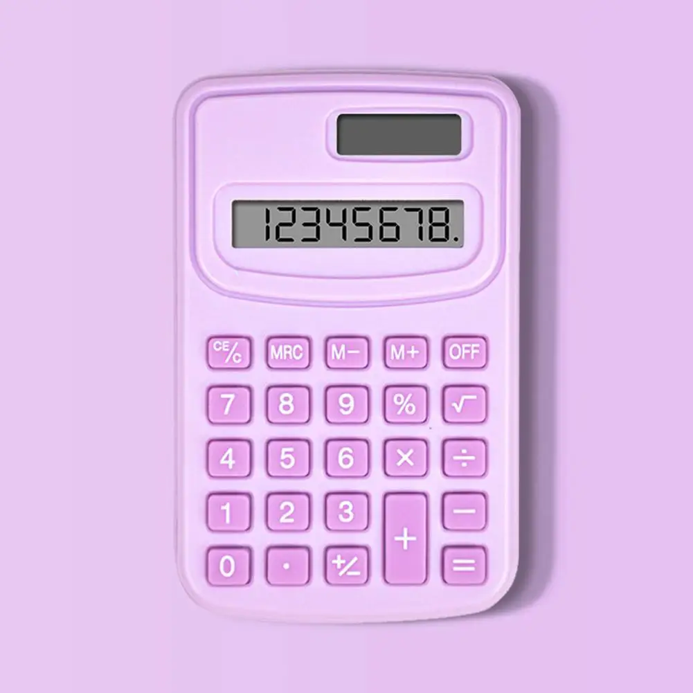 Kleiner Solar-Rechner, tragbarer Taschenrechner, niedlicher 8-stelliger LCD-elektronischer Heimbüro-Rechner für Kinder, Grundschulrechner – Detail 11