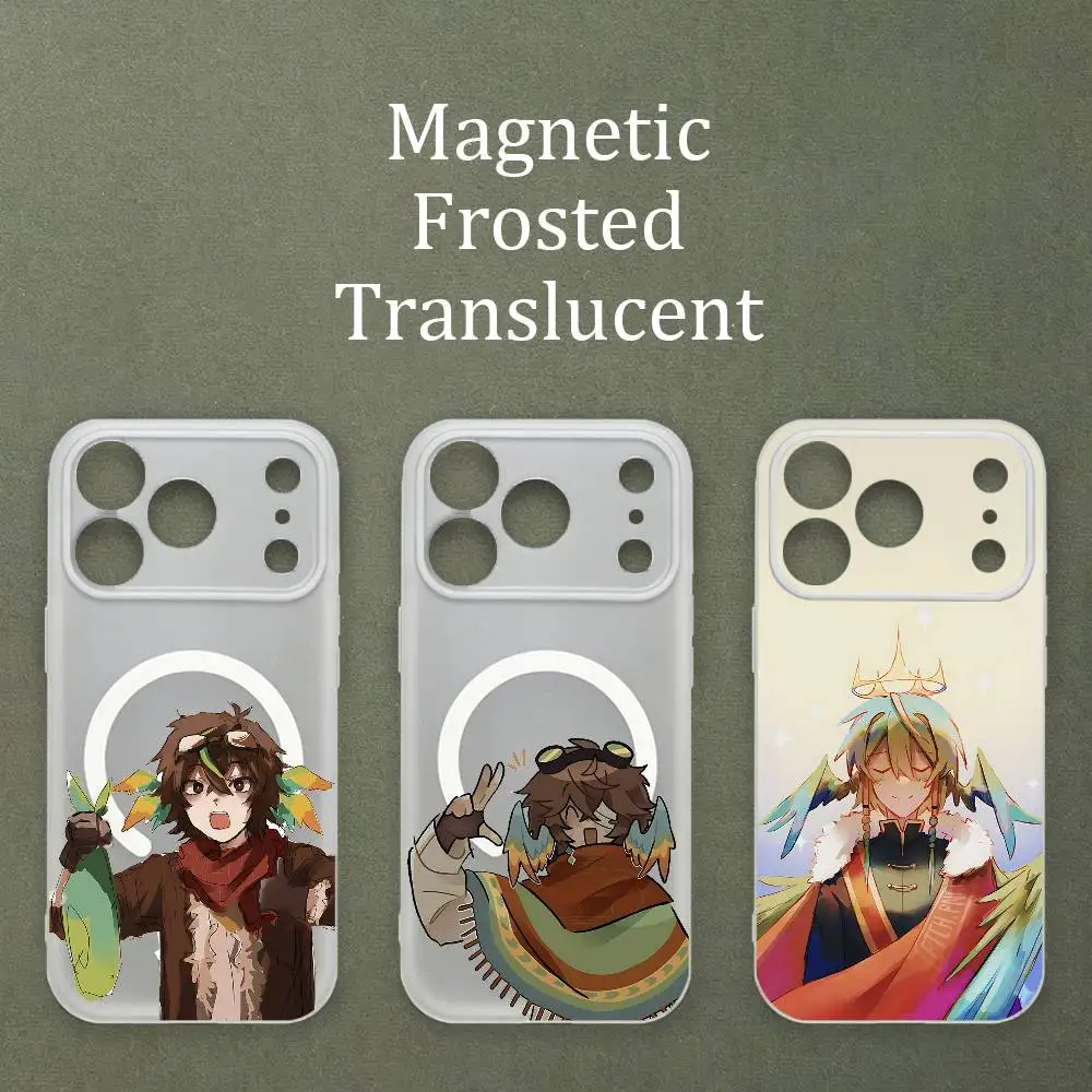 

P-Parrotx2 Magnetic Matte Semi Clear Soft Case For MagSafe Shell iPhone 11 15 17 16 12 14 13 Pro Max