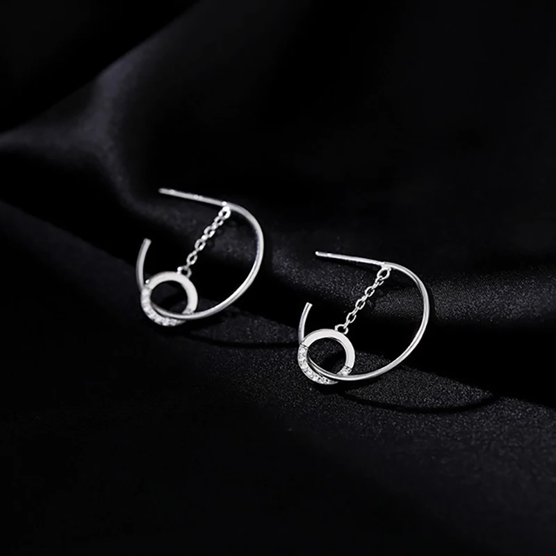 ENSHIR C-shape Circular Zircon Earrings For Women Men Niche Design Personality Fashion New Trend Jewelry Gifts Wholesale