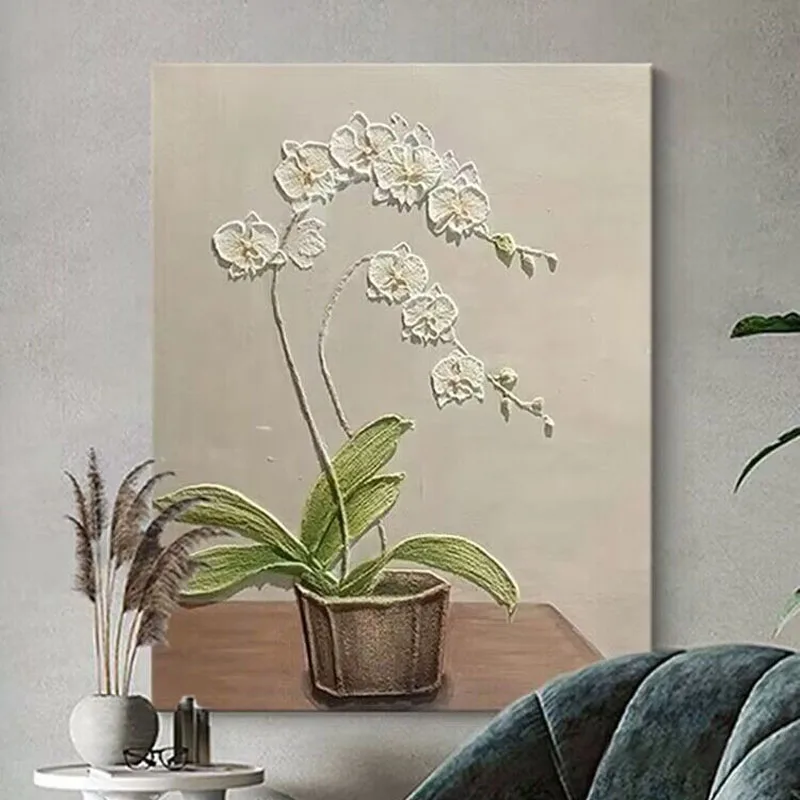 Abstract Butterfly Orchid Living Room Decoration Painting Texture Hand Drawn Oil Painting Corridor Wall Art Poster For Home Sofa