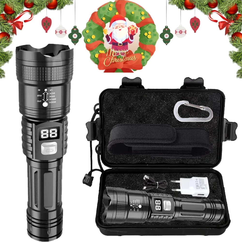 Super Bright LED Flashlight USB Rechargeable Torch Zoomable Emergency Lights for Outdoor Fishing Working Light Tactical Torch
