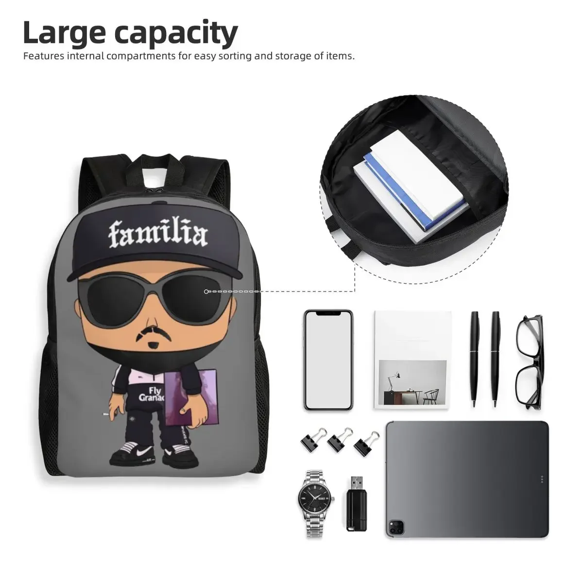 Custom Spanish Rapper Rock Dellafuente Laptop Backpack Women Men Basic Bookbag for College School Student Bag
