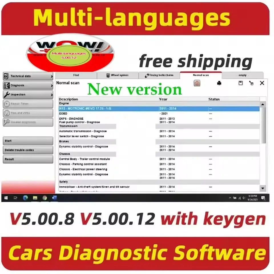 

Latest 2026 W-ur-th WOW V5.00.12 WOW 5.00.8 R2 Car Software Multi-languages with Keygen For Tcs Multi-diag Cars Diagnostic Tool