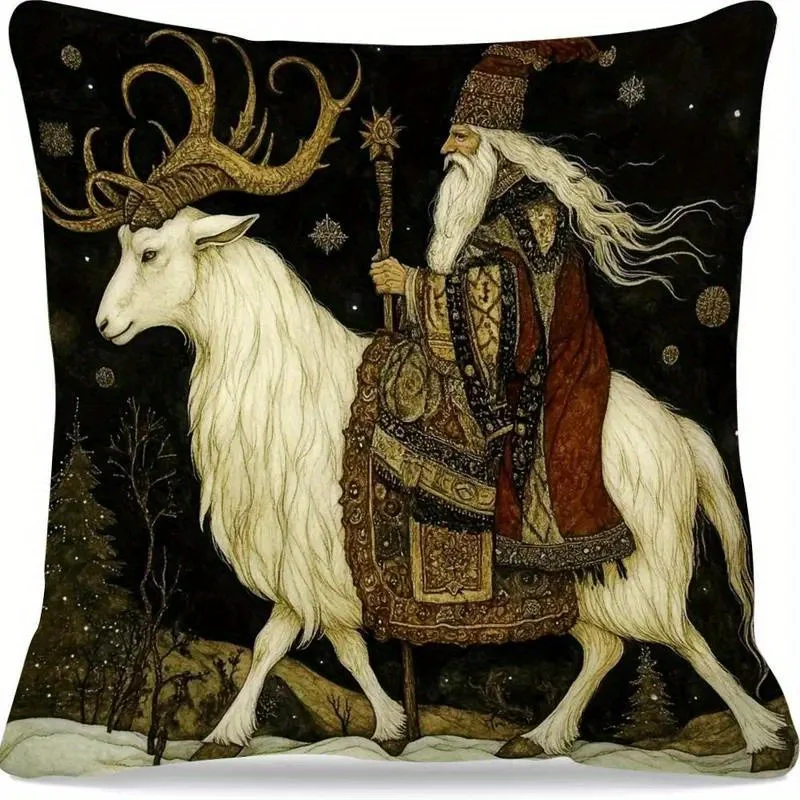 1 Fashionable Goat-patterned Pillowcase Rustic-style Polyester Square Cushion Cover Measuring 177x177 Inches With Zipper Hand Wa