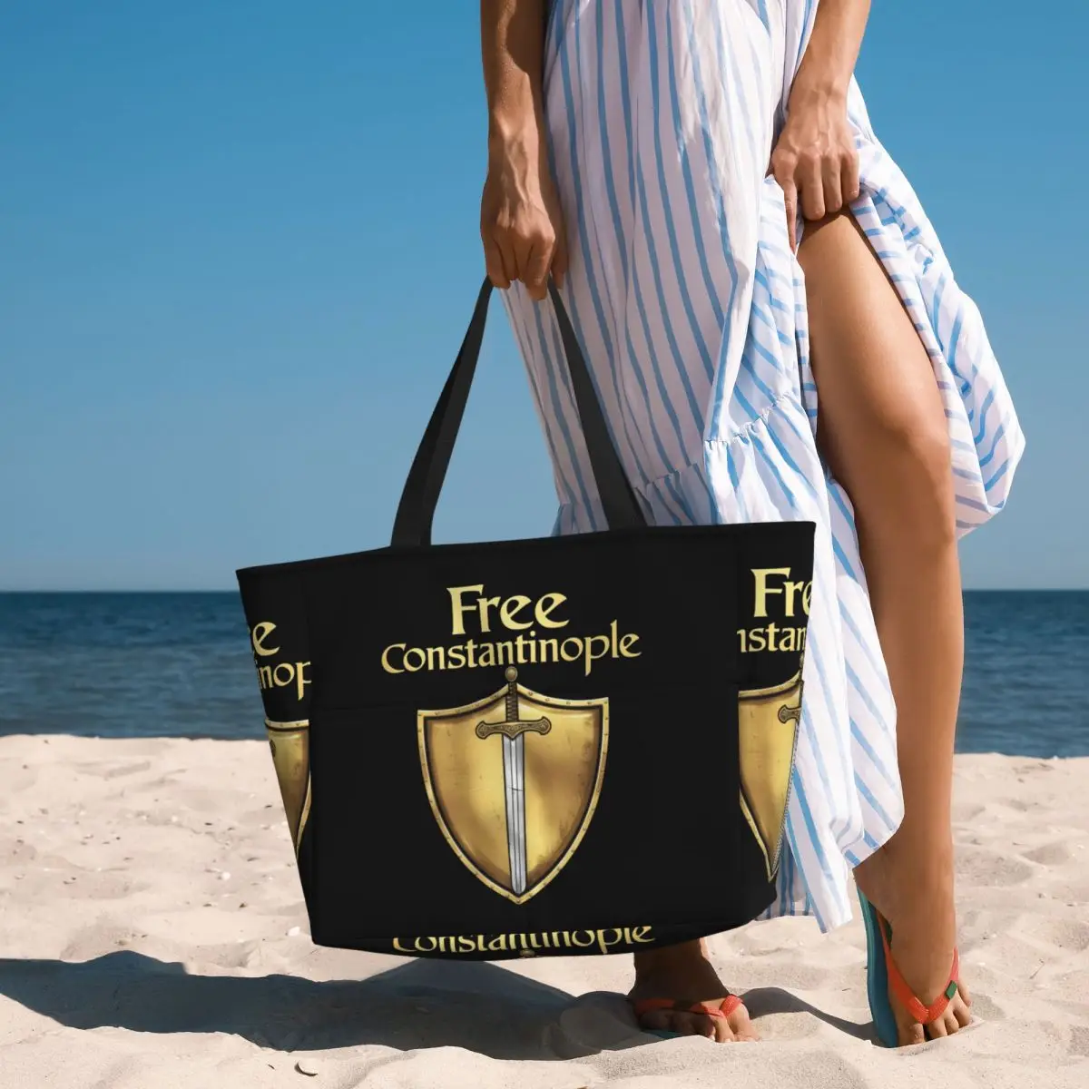 Free Constantinople Bold Historical Statement Beach Tote Bag Sport Gym Yoga Duffle Large Tote Bag Women Travel Bag Fitness bag