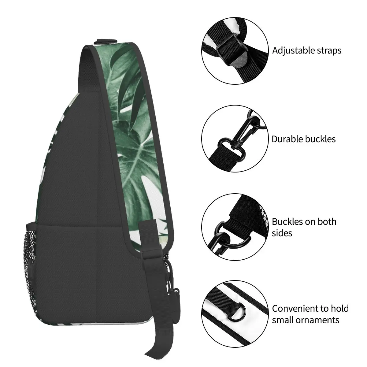 Tropikalna dżungla pozostawia woreczki strunowe Crossbody z nadrukiem torba na klatkę piersiowa sztuki przyrody plecak na ramię dziennego do wędrówek po sportowa torba podróżna