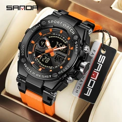 SANDA New G Style Men Watch LED Electronic Military Countdown Multifunctional Outdoor Sports Waterproof Men's Quartz Wristwatch