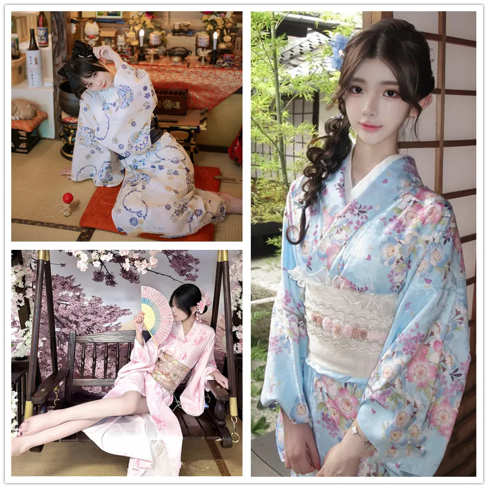 Traditional Kimono Women Japanese Style Yukata Sexy Kimono Vintage Party Prom Performance Dance Costume Cospaly Kimono