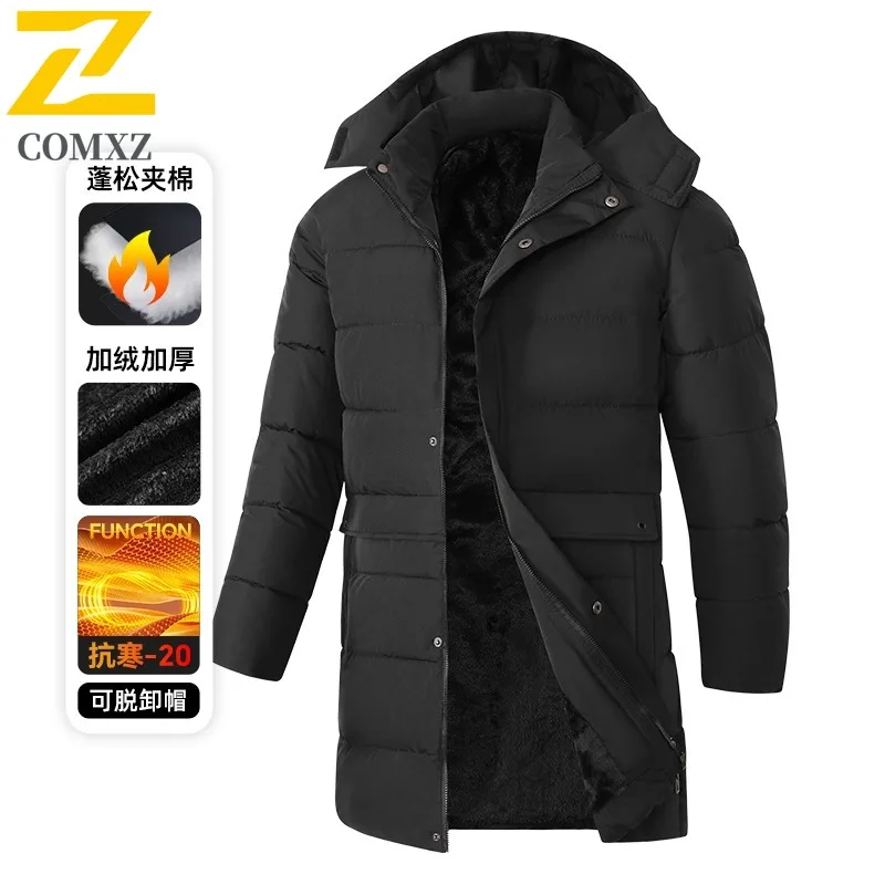 เสื้อแจ็คเก็ต COMXZ แบบมีฮู้ดสำหรับผู้ชาย เสื้อแจ็คเก็ตบุหนาสำหรับกิจกรรมกลางแจ้ง เสื้อพาร์กาอุ่นหนาสำหรับใส่ทำงานหรือพักผ่อน สวมใส่สบาย เบา เหมาะสำหรับฤดูหนาว ทำจากผ้าฝ้าย