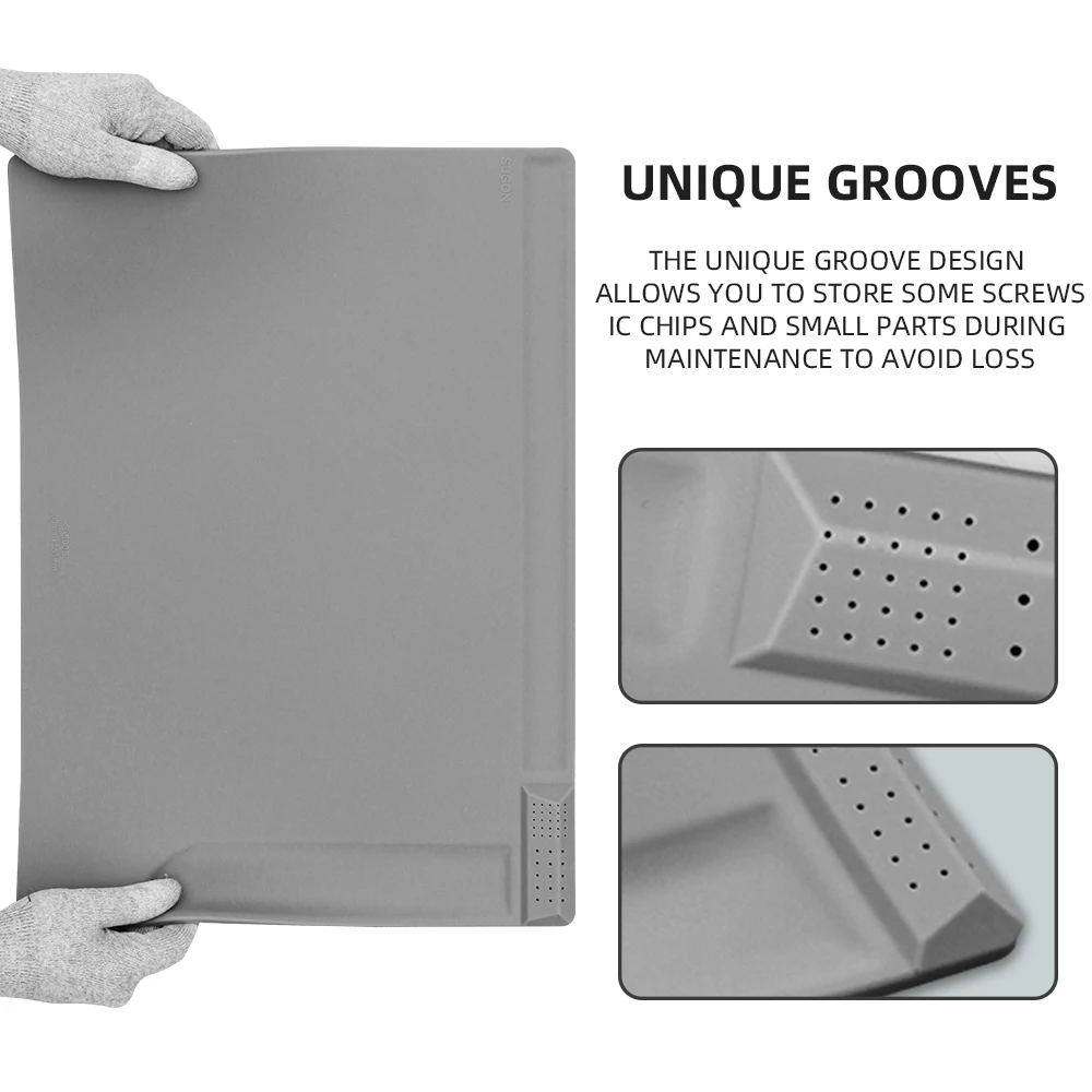 Heat Insulation Repair Pad Super Big 500X360mm Grey/Blue Silicon Soldering Work Mat BGA Heat-Resistant Maintenance Platform