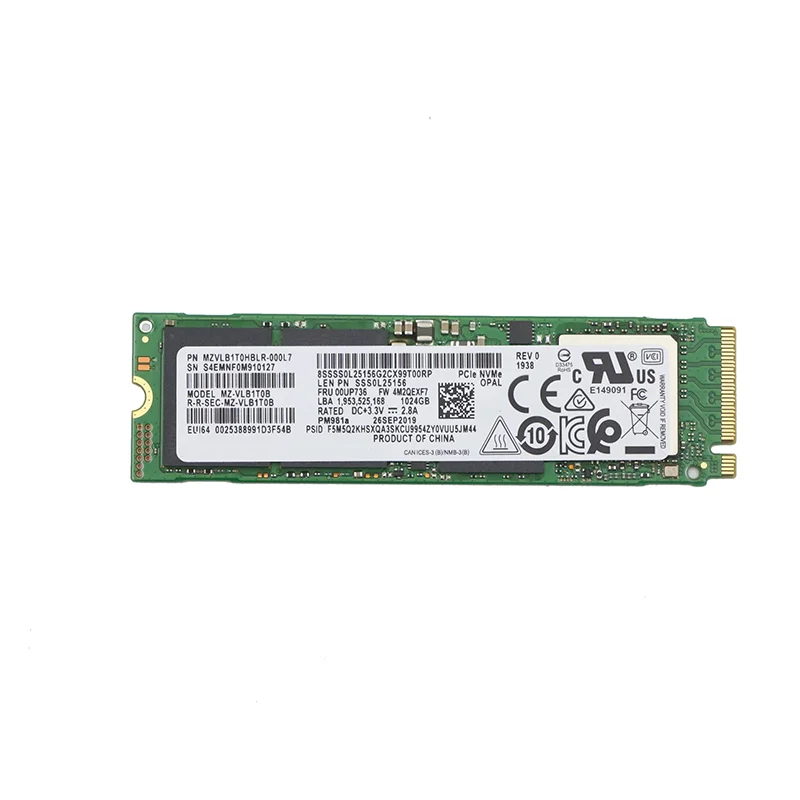 

Used NVME SSD M.2 2280 1TB 1024G OPAL 2.0 MZVL1T0HBLR-000L7 For Lenovo 00UP736 For Samsung PM981a