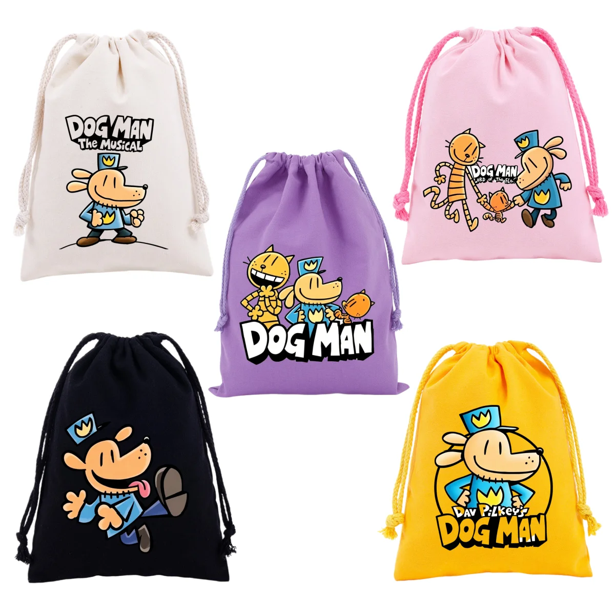

Dog Man Canvas Drawstring Bag Cute Cartoon Boys Girls Storage Organize Pouches Portable Cosmetic Bag Candy Biscuit Gift Bag