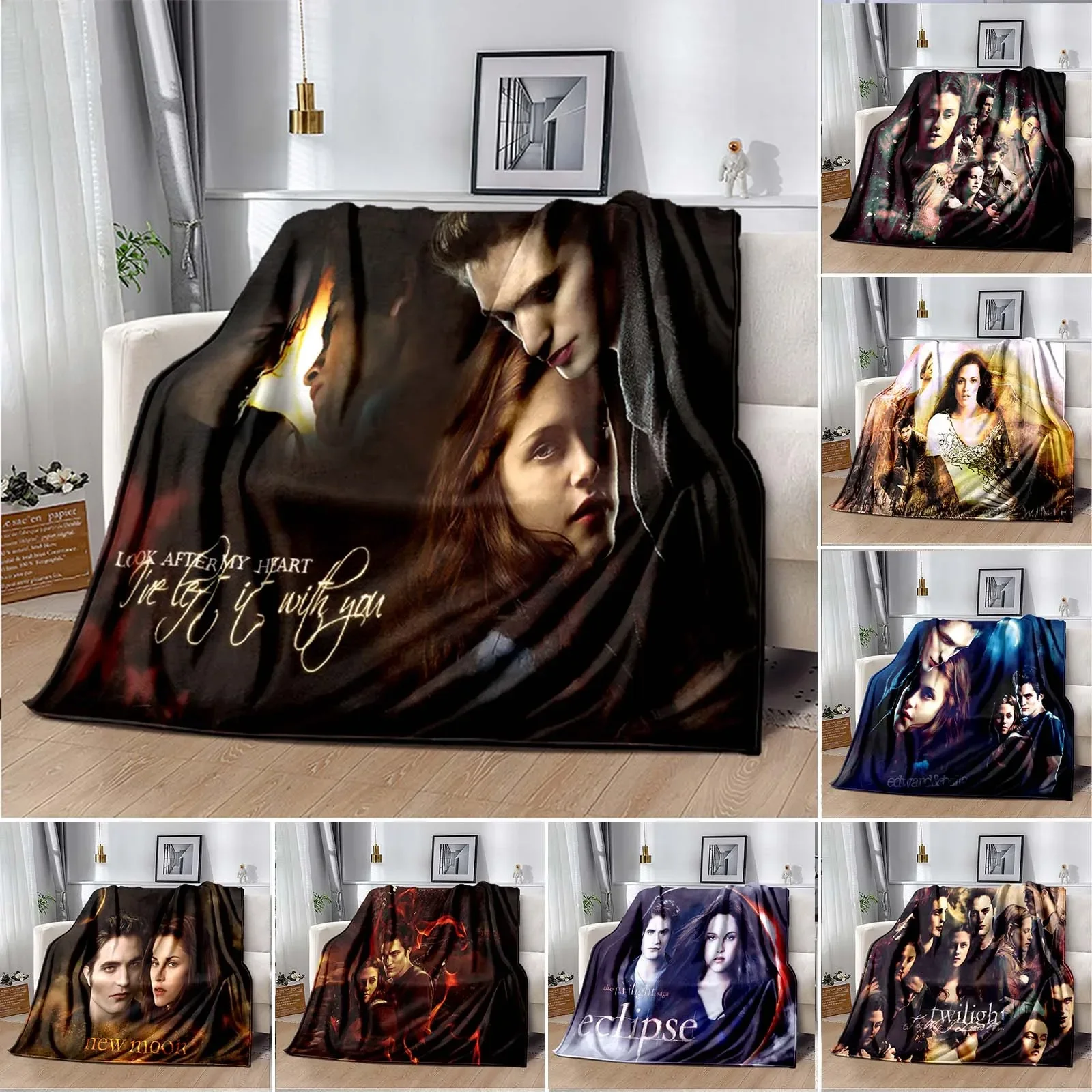 Twilight Estheticism Love Blanket Vampire Throw Blanket Werewolf Soft Cover Lightweight Warm Blankets for Bedroom