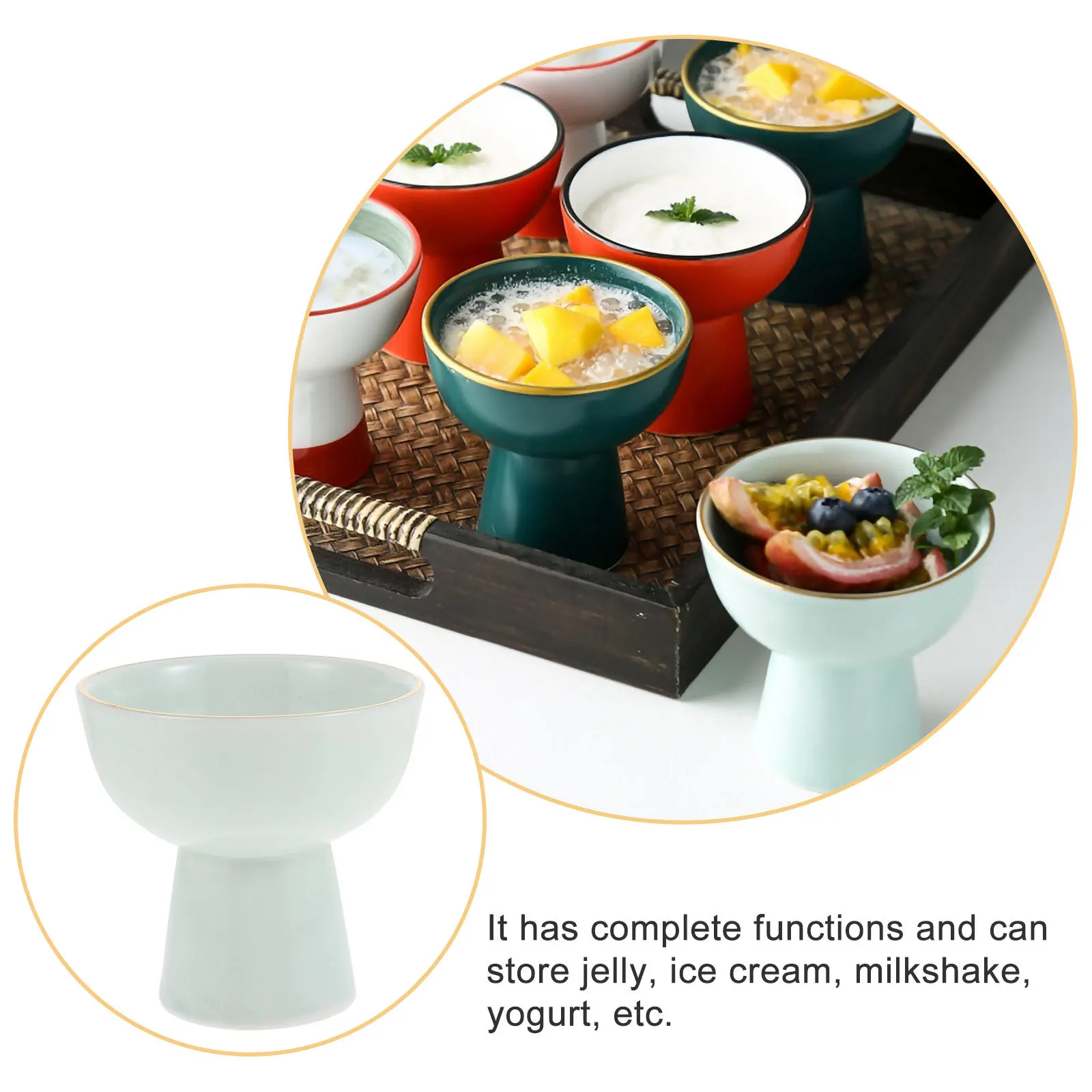 

Ceramic Dessert Cup Ice Cream Yogurt Pudding Serving Bowl for Party Cafe Restaurant Footed Dessert Cup