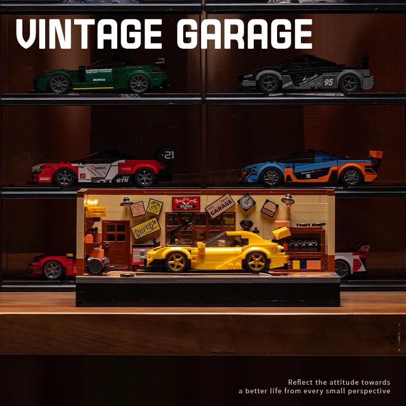 1:24 ensembles de construction de magasin de réparation de voiture bricolage décoration de bureau blocs de construction de magasin automobile idée de modèle cadeaux pour garçons enfants adultes 750 pièces