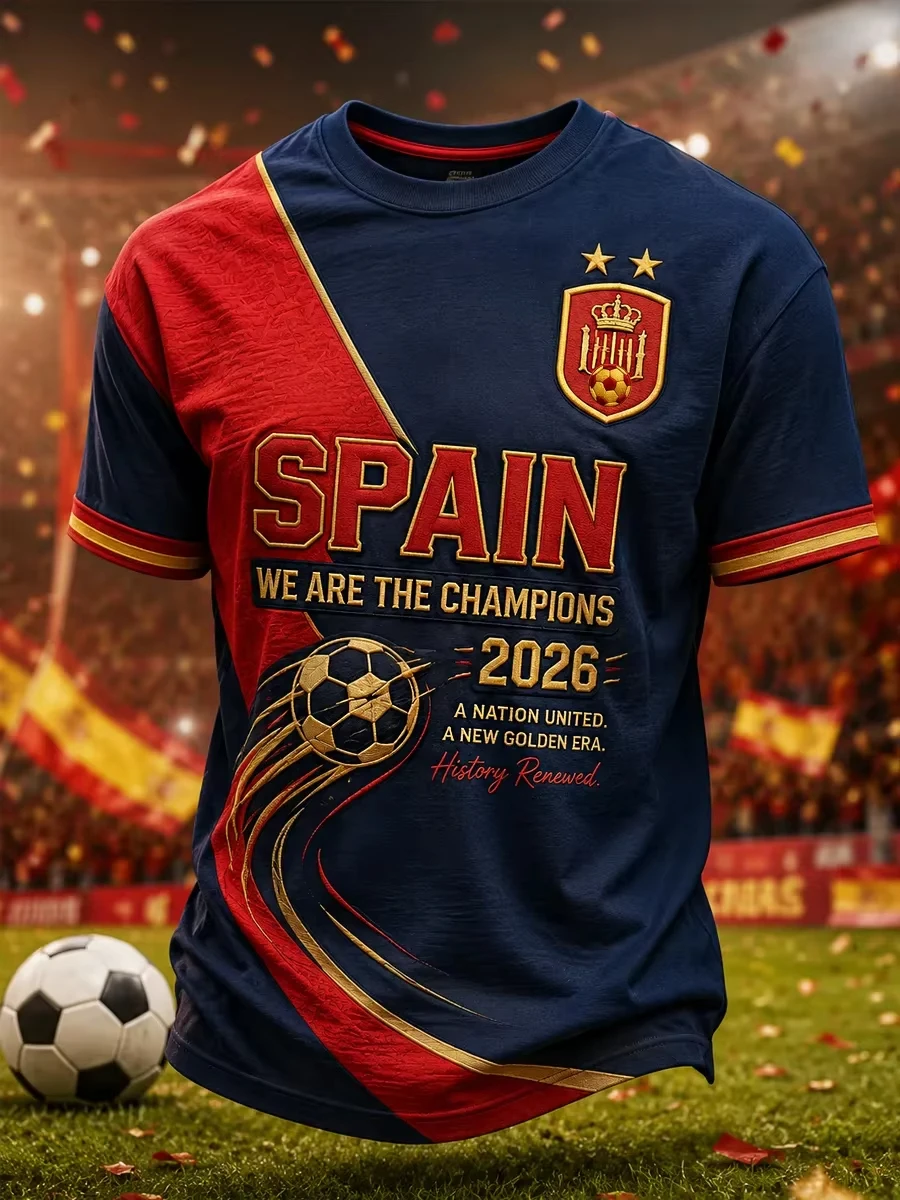 2026-27 Spanish Fans Football Training T-shirt - 3D Printed - Fashionable and Comfortable - Family-Personalized Clothing Y2k