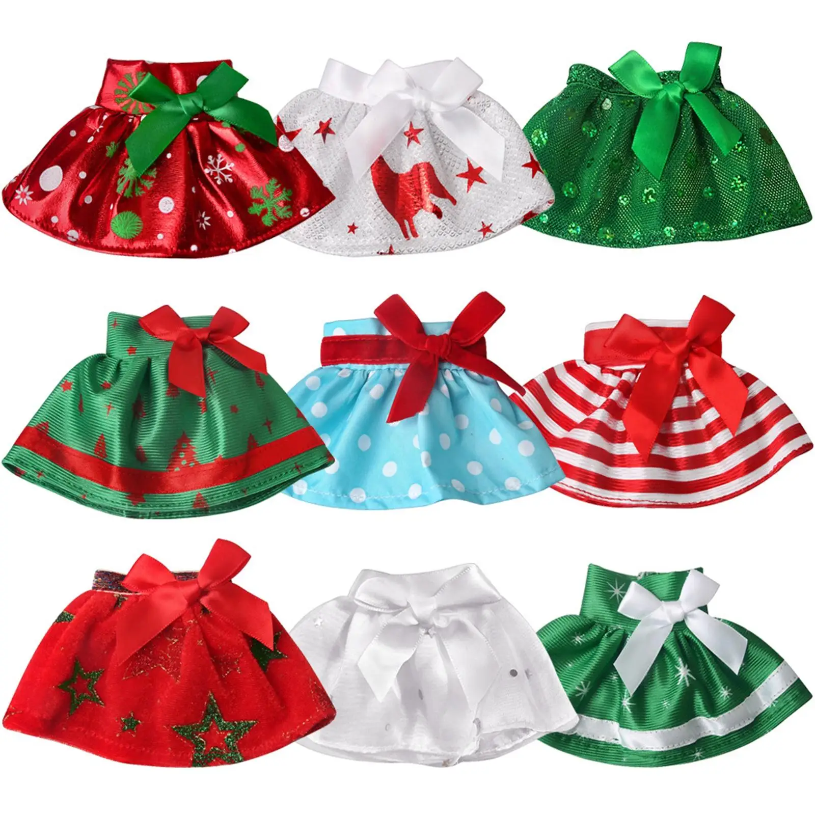 1/12 Christmas Doll Skirt Clothes Baby Toy DIY Outfits Doll Dress