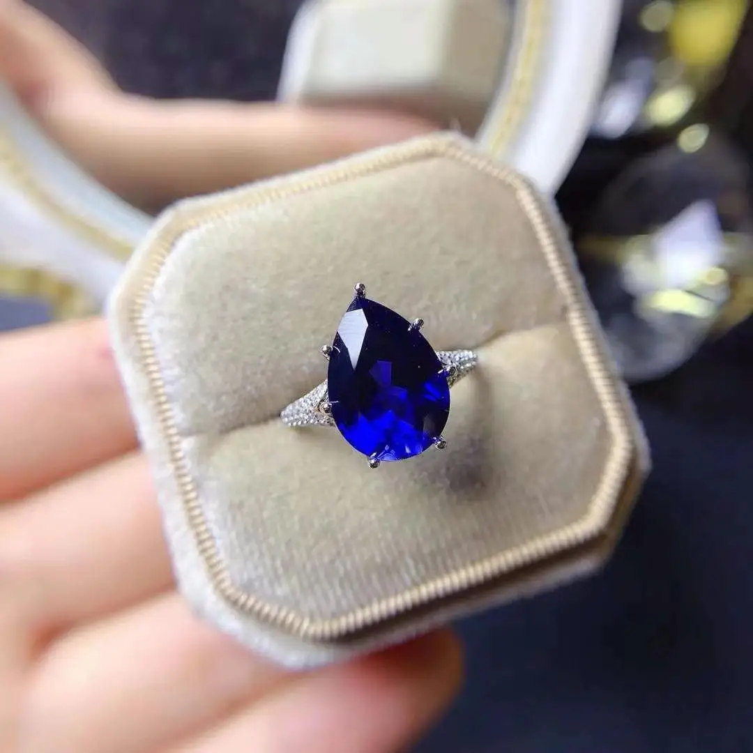 

The Best Wedding Gift 100% Natural and Real Sapphire Ring 925 Sterling Silver Trendy Women ring