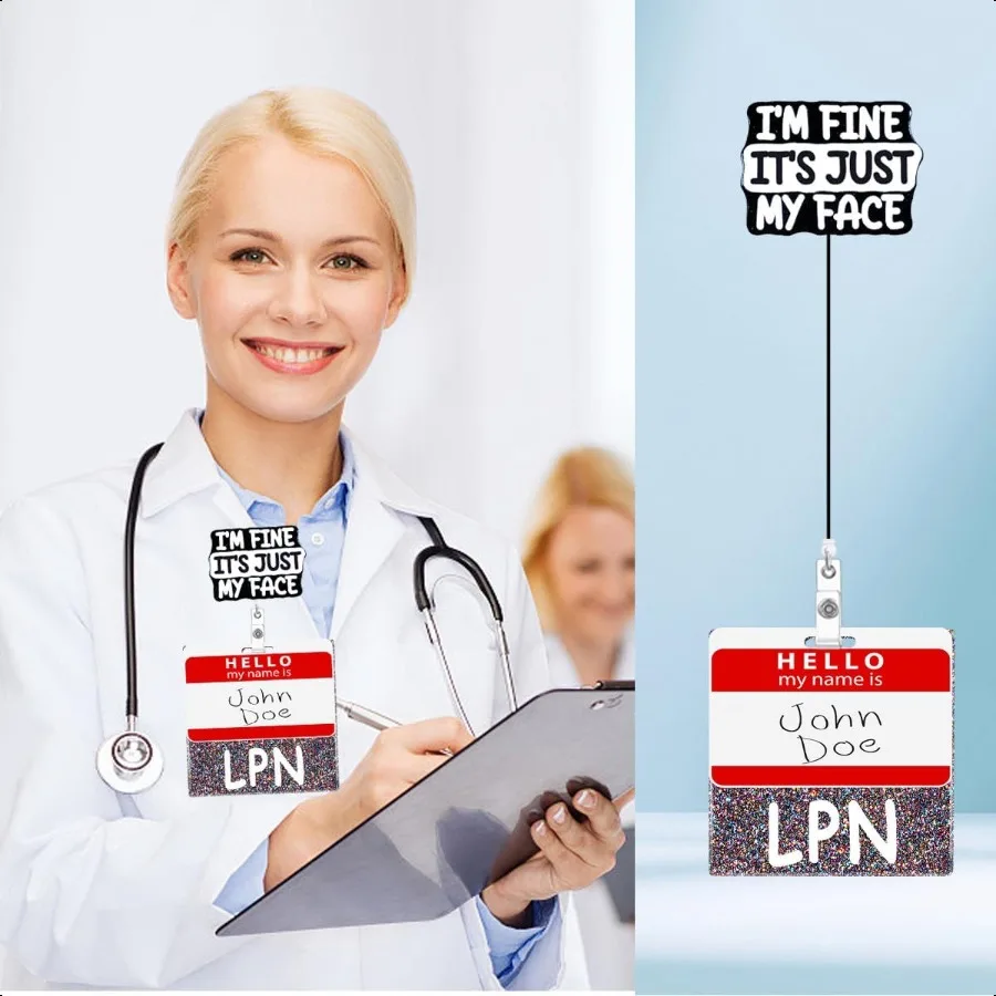 LPN شارة الأصدقاء حامل بطاقة قزحي الألوان الأفقي الملونة بلينغ شارة بكرة الأصدقاء الاكريليك التمريض الملحقات بريق زميل العمل N