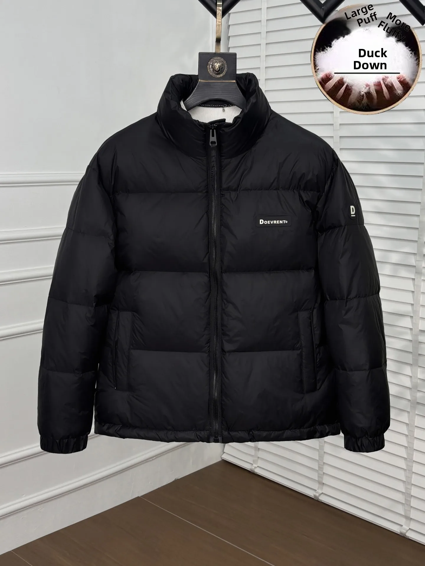 

Мужская короткая пуховая куртка 2025: Зимняя городская модная повседневная теплая верхняя одежда с воротником-стойкой, на молнии, из полиэфирного волокна