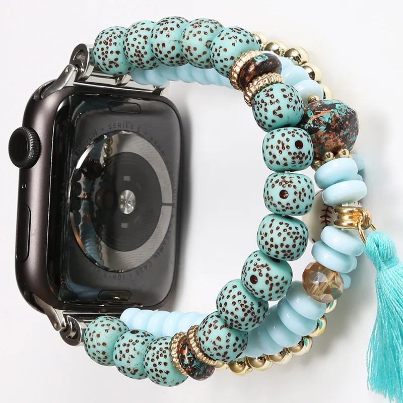 Bohemian Strap For Apple Watch Band 41mm 40mm 38mm 44mm 45mm 49mm 42mm Jewelry Resin Bracelet iwatch Ultra Series 7 6 5 4 3 Se 8