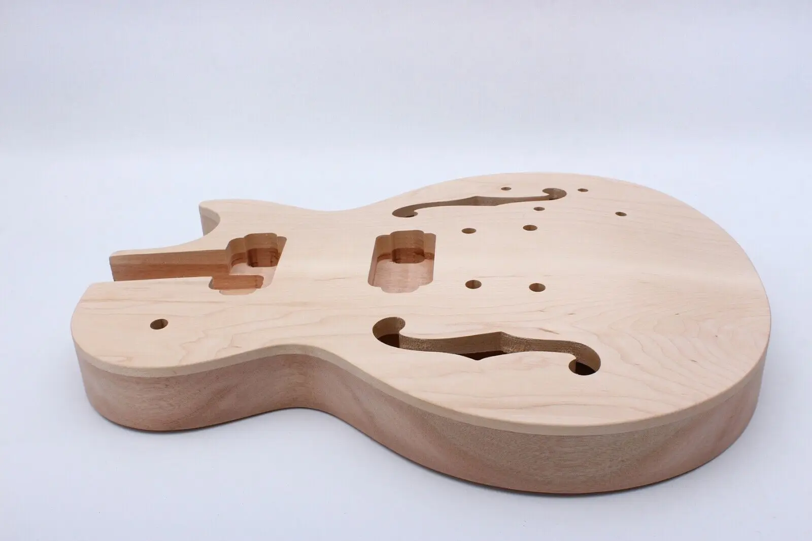 Yinfente Fit DIY Semi Hollow Electric Guitar Body Maple Top Replacement Body P90 Pocket Glue in Back Undrilled Unfinished