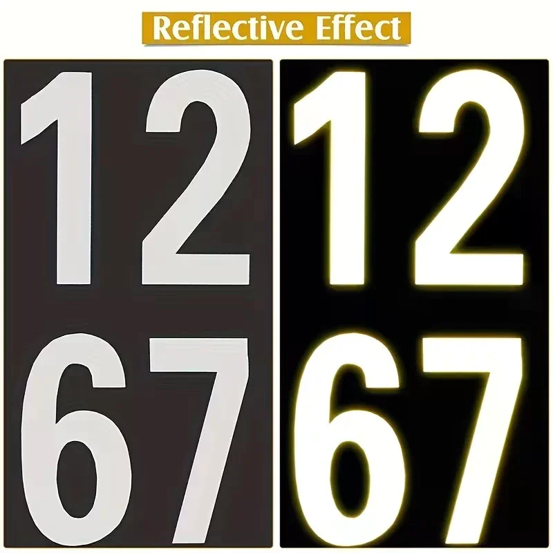 Reflective Trash Can Labels Wheelie Bin Number Sticker Self-Adhesive Weatherproof Outdoor Mailbox House Numbers Decal