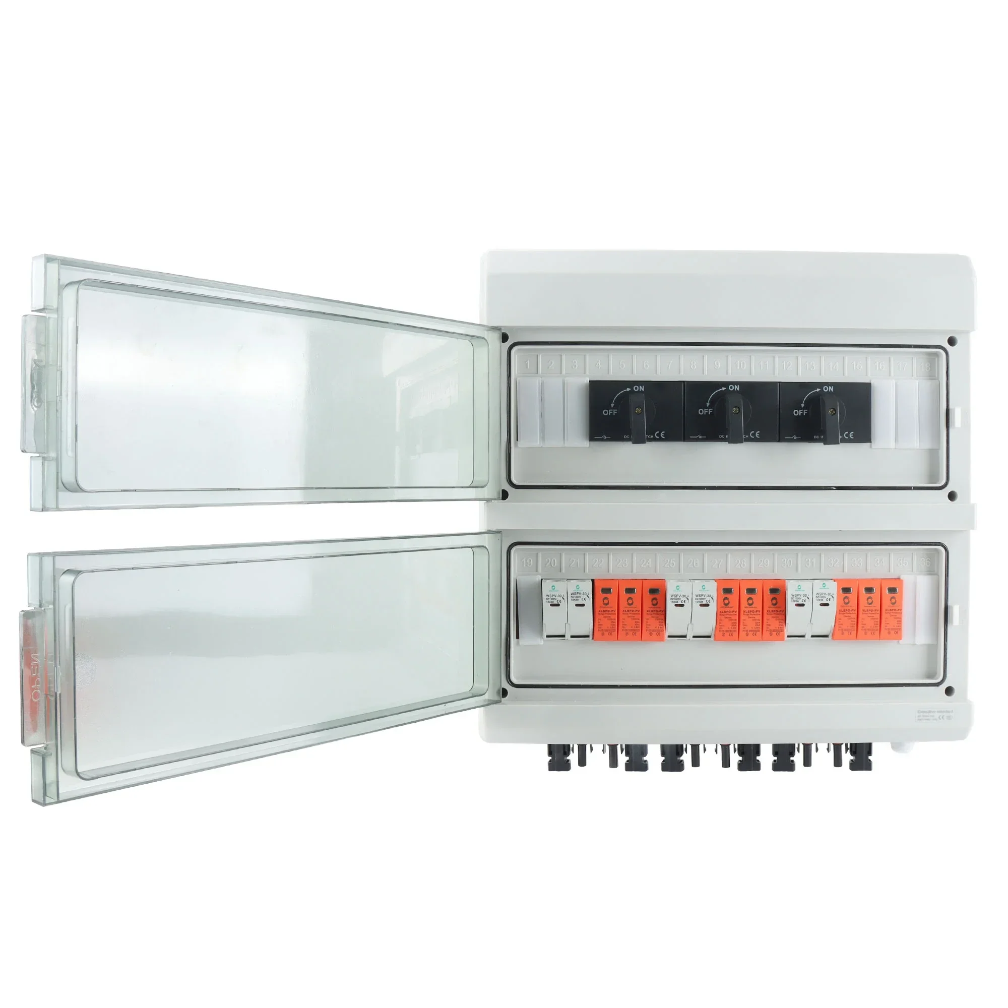 CE WSDB-PV3/3 IP65 3 في 3 OUT 3 سلاسل صفيف 32A 1000V DC صندوق الموحد للطاقة الشمسية الكهروضوئية للنظام الشمسي مع مفتاح المعزل
