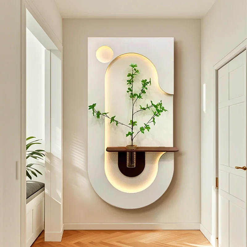 Modern Vase LED Wall Lamp Stereoscopic Green Plant Entrance Decoration Corridor Hallway Living Room Hanging Painting Mural Light