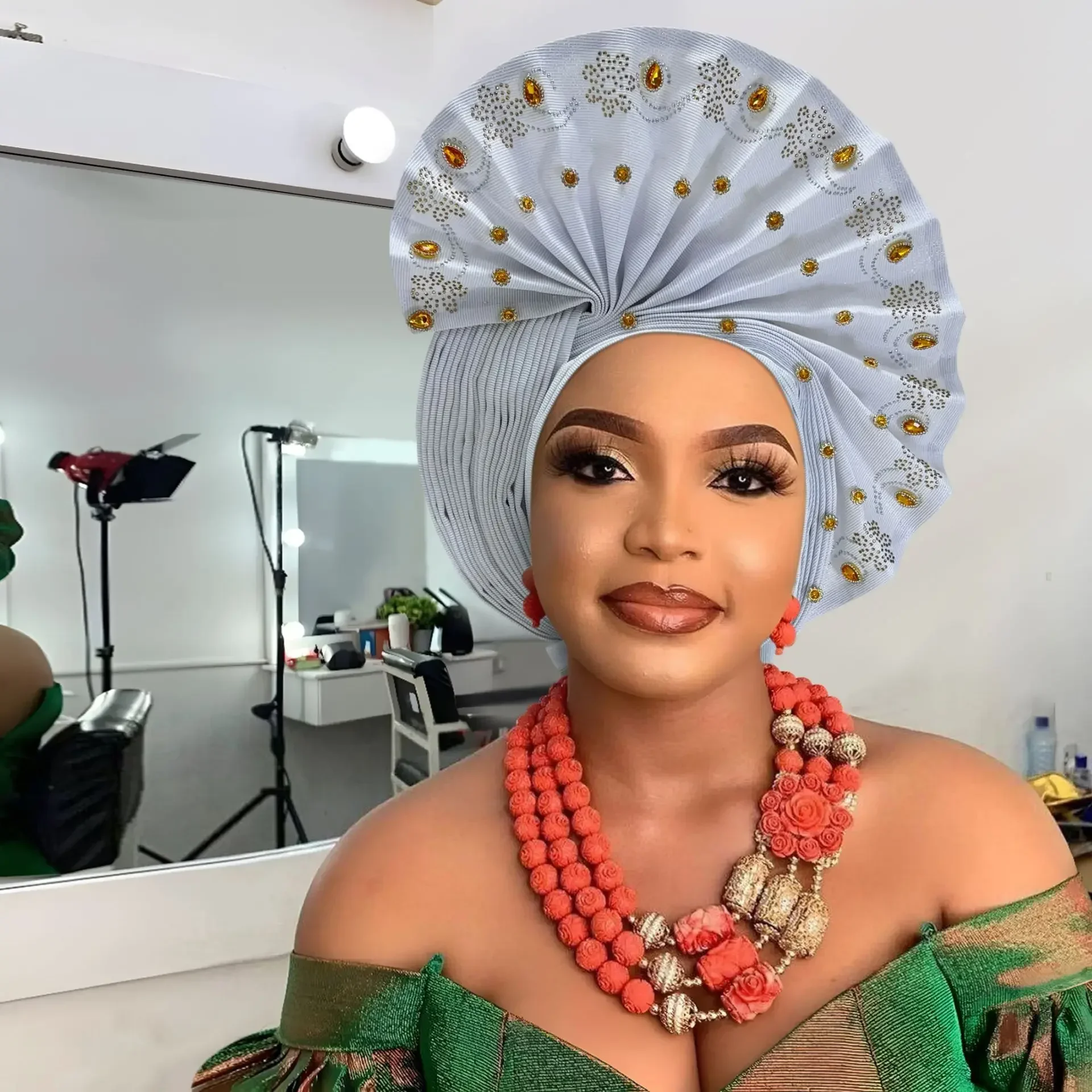 2024 ล่าสุดแอฟริกัน Turbans สําหรับผู้หญิง Gele ไนจีเรียหมวกผู้หญิง Gele Headtie ทําแล้วแฟชั่น Bonnets Head Wrap งานแต่งงาน