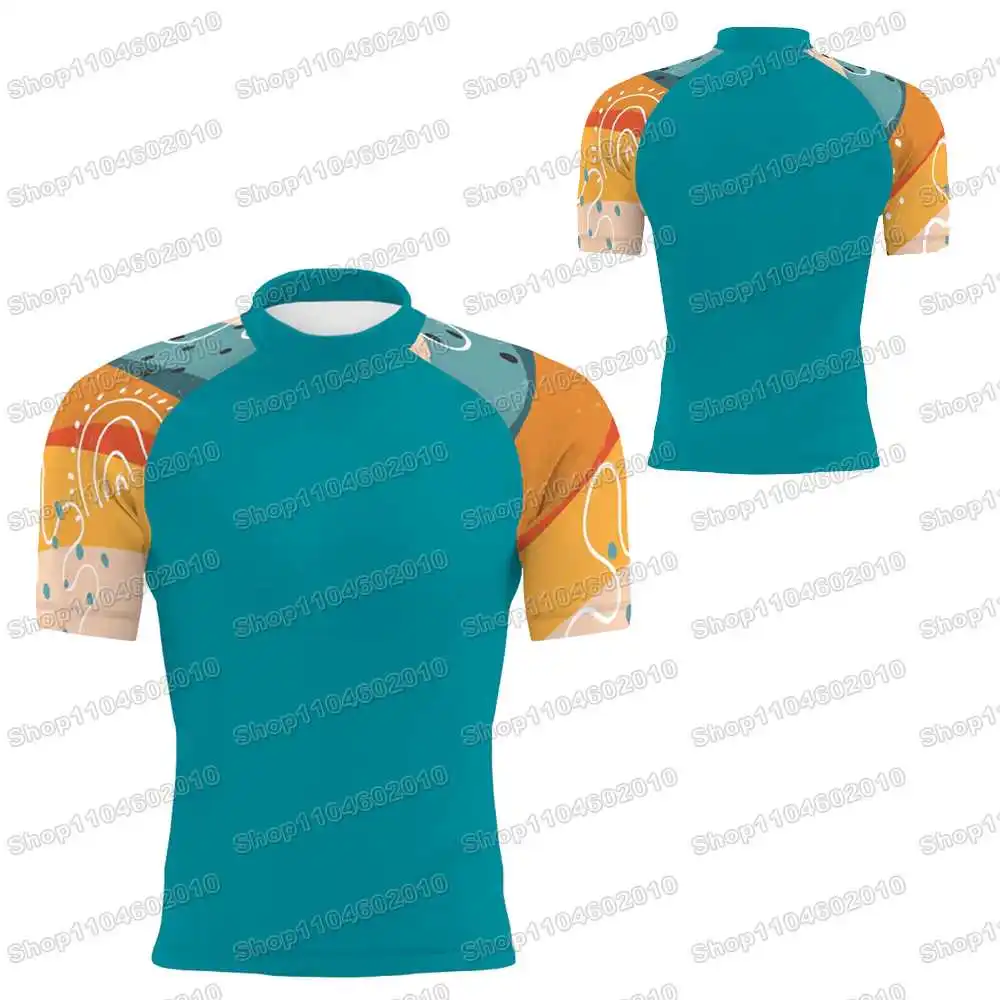 

5th Newly Summer WWF Wrestling Rash Guards Surfing Jersey Beach Shirts Swimwear Diving Gym MMA BJJ Men Jiu Jitsu Fitness Sets