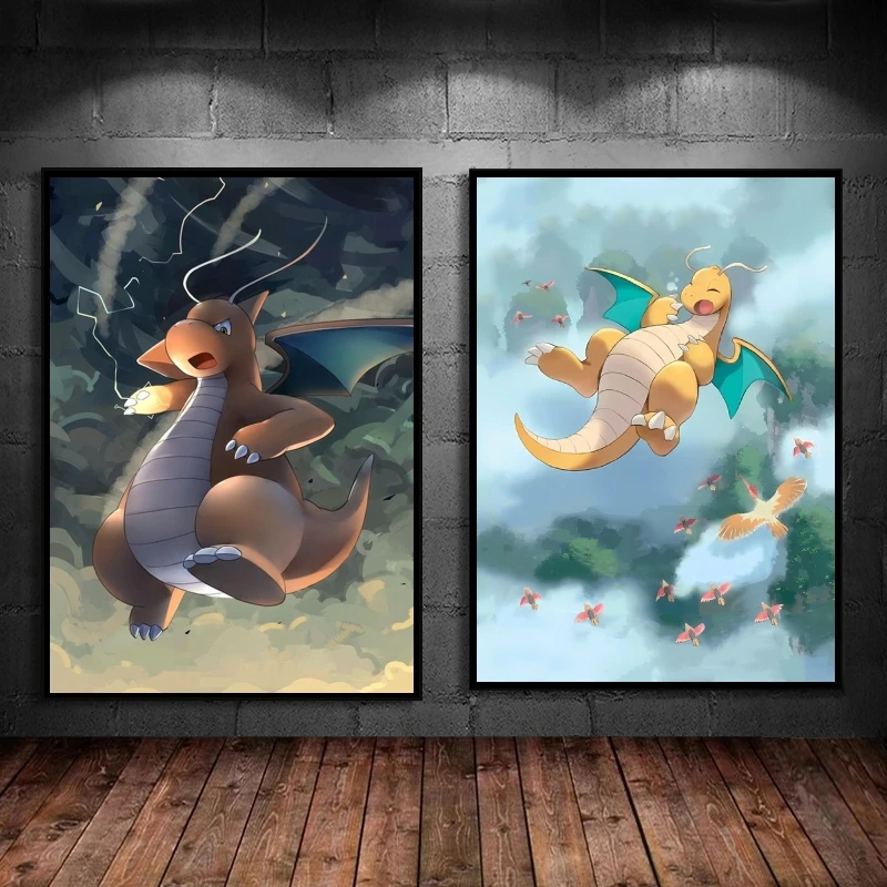 

Canvas Posters Dragonite Cartoon Character Picture Modern Home Gift Art Decoration Paintings Children's Bedroom Decor