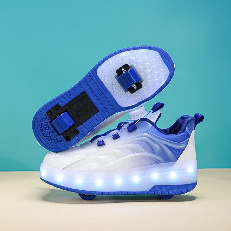 

2025 New Luminous Cool Runaway Shoes High Value Boys and Girls Universal Double Wheel Runaway Casual Shoes