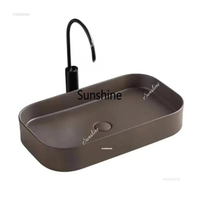 YHome Bathroom Sink Personalized Above Counter Basins Bathroom Fixture Ceramic Basin Balcony Home Square Sinks