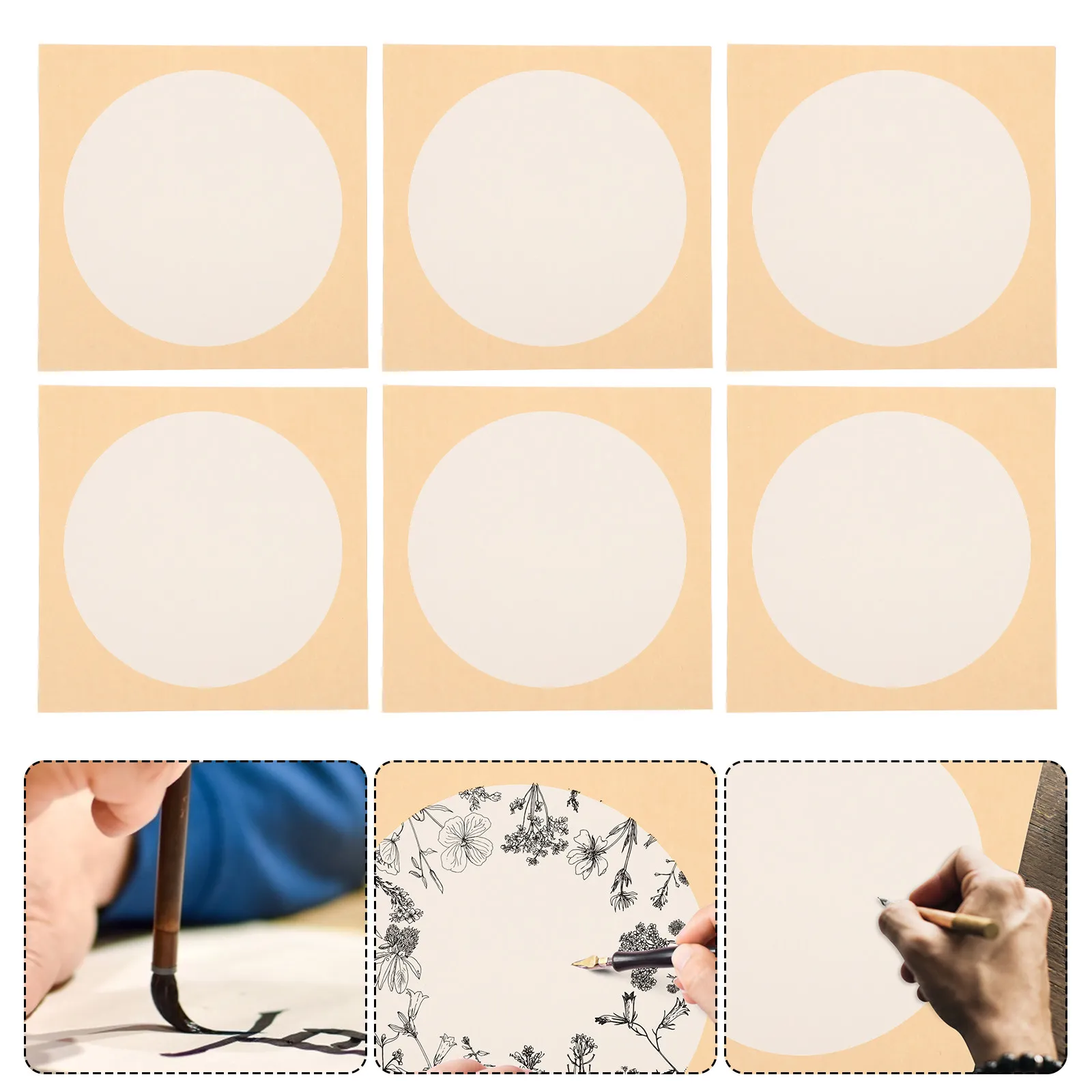 1Set Round Mirror Finish Card Paper Thickened Traditional Chinese Painting Paper for Ink Art Calligraphy Watercolor Practice