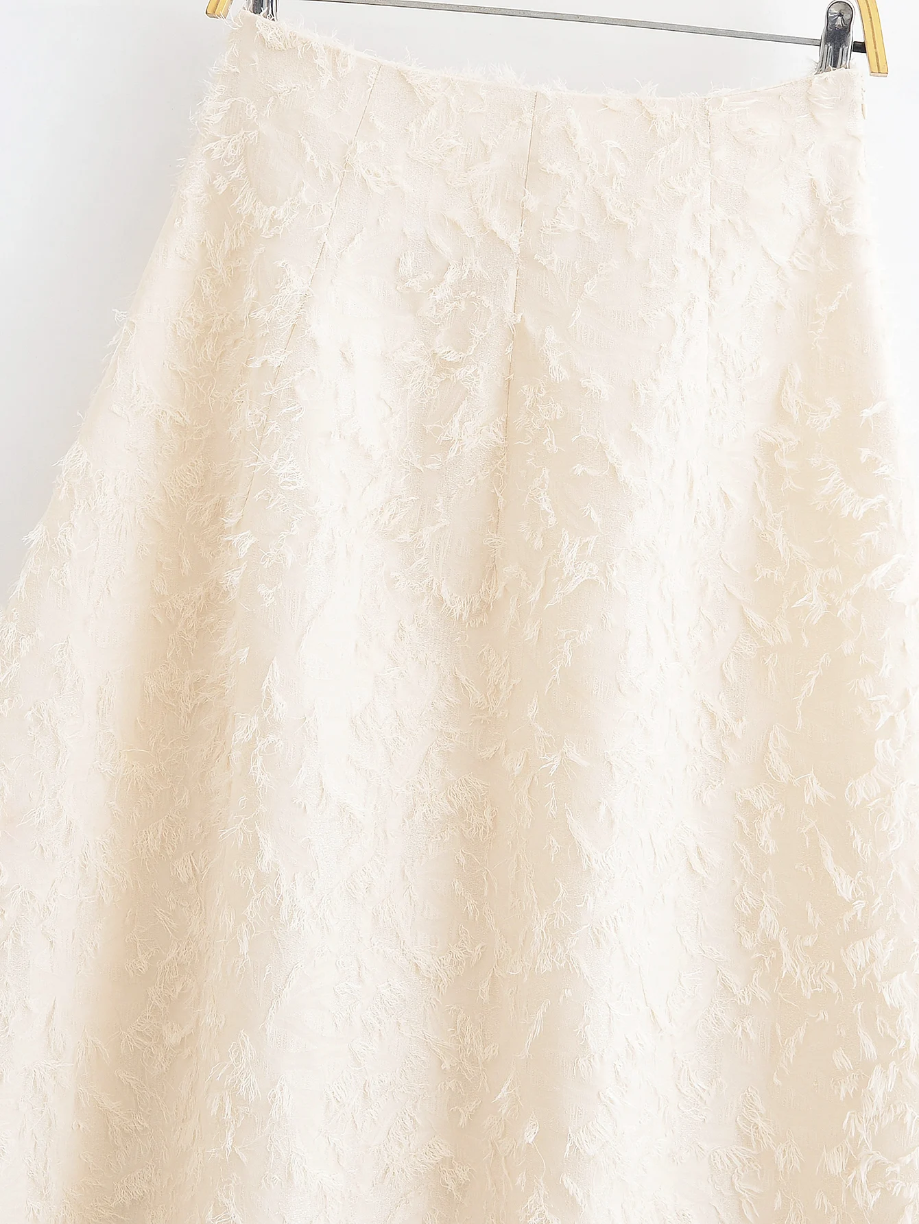 Femmes printemps automne gland garniture fourrure a-ligne jupe Midi jupe femme décontracté polyvalent demi-jupe dame taille haute a-ligne jupe