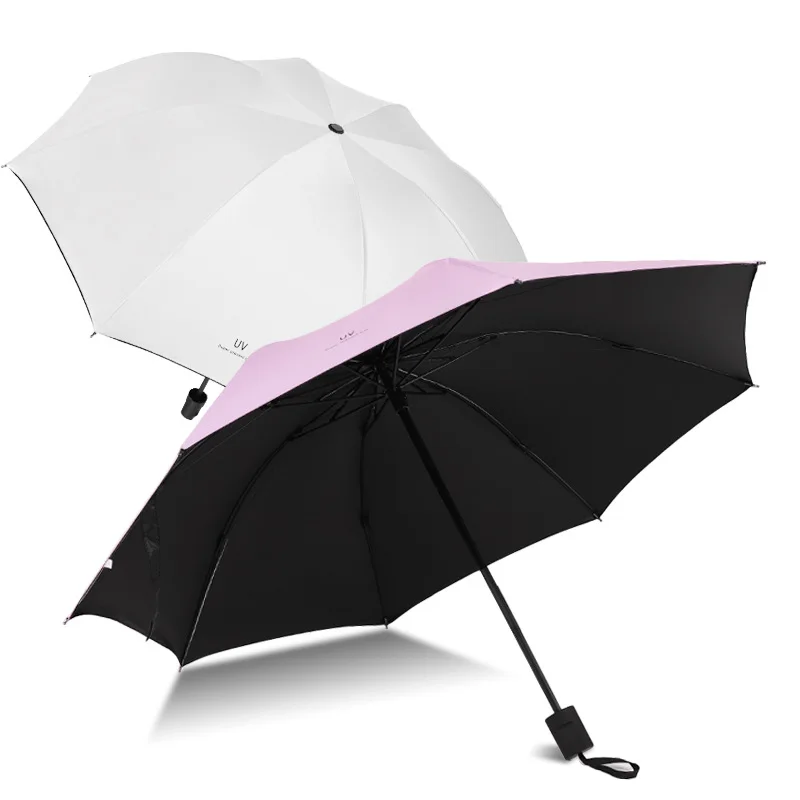 New Folding Manual Thickened Black Glue Sunscreen Sun Umbrella UV Bold Umbrella UPF50+ Ultraviolet-proof