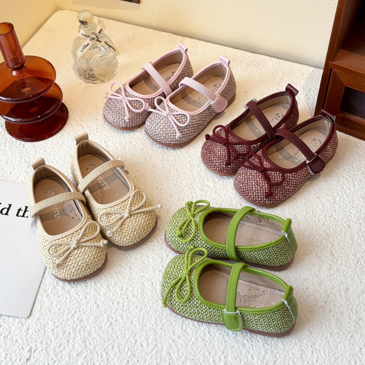 

Baby Girls Summer New Style Bow Round Head Daily Kids Walking Shoes Cute Lightweight Comfortable One-piece Flat Loafer Size23-34