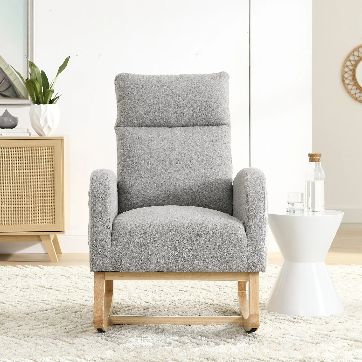 

Welike Modern Accent Rocking Chair with High Backrest and Side Pocket - 27.6"W