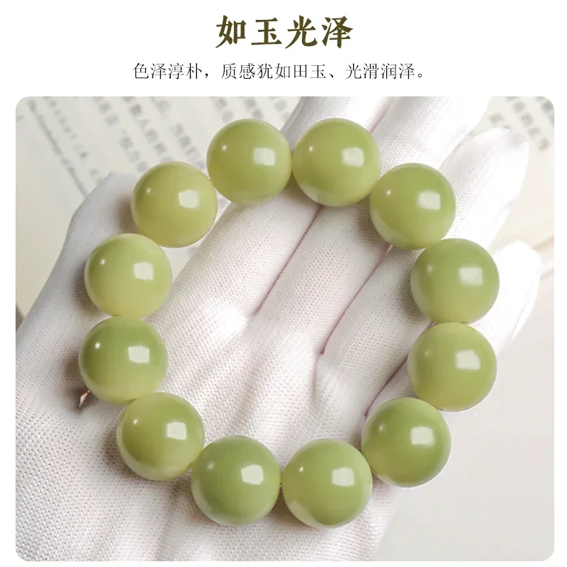 

High Density White Jade Bodhi Root Bracelet Large Size Milk Green Turquoise Wen Play Buddha Bead Hand String for Men and Women