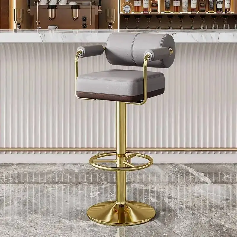 

luxury counter Interior Armchair backrest Swivel high stool for counter ergonomic kitchen High dining bar chair backrest Nordic