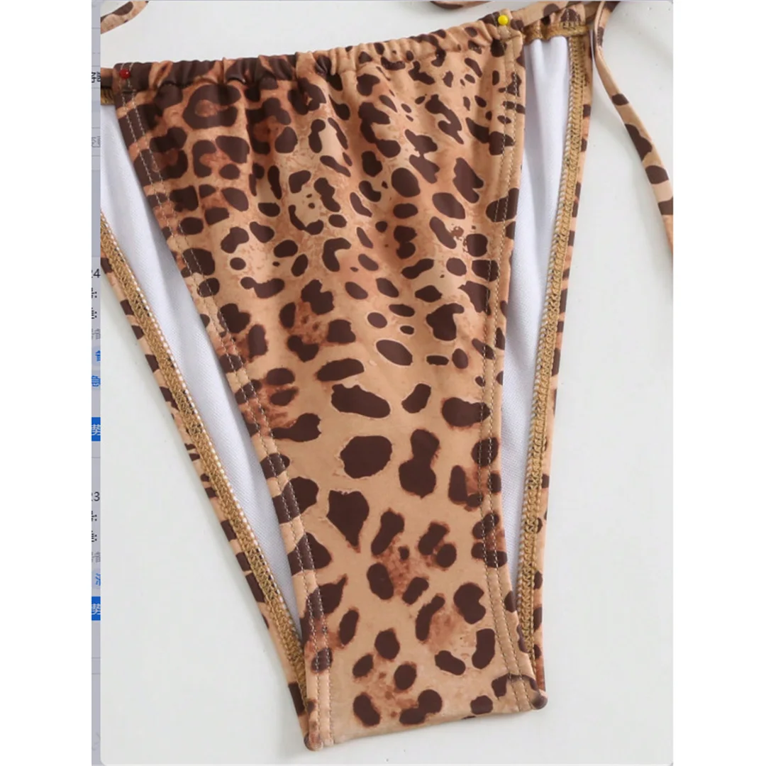XS - L Leopardenmuster mit Rock, Neckholder-Bikini, Damen-Badeanzug, dreiteiliges Bikini-Set, Badebekleidung, Badeanzug, Schwimmanzug V6630 – Detail 16