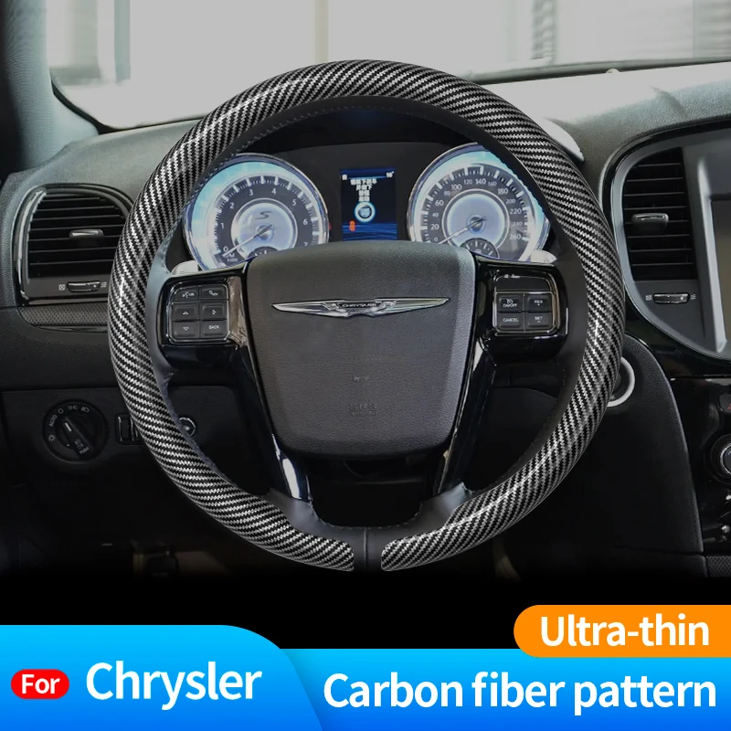 

For Chrysler 300 300C PT Cruiser Voyager Sebring Pacifica Crossfire Carbon Fiber Suede Car Steering Wheel Cover Auto Accessories