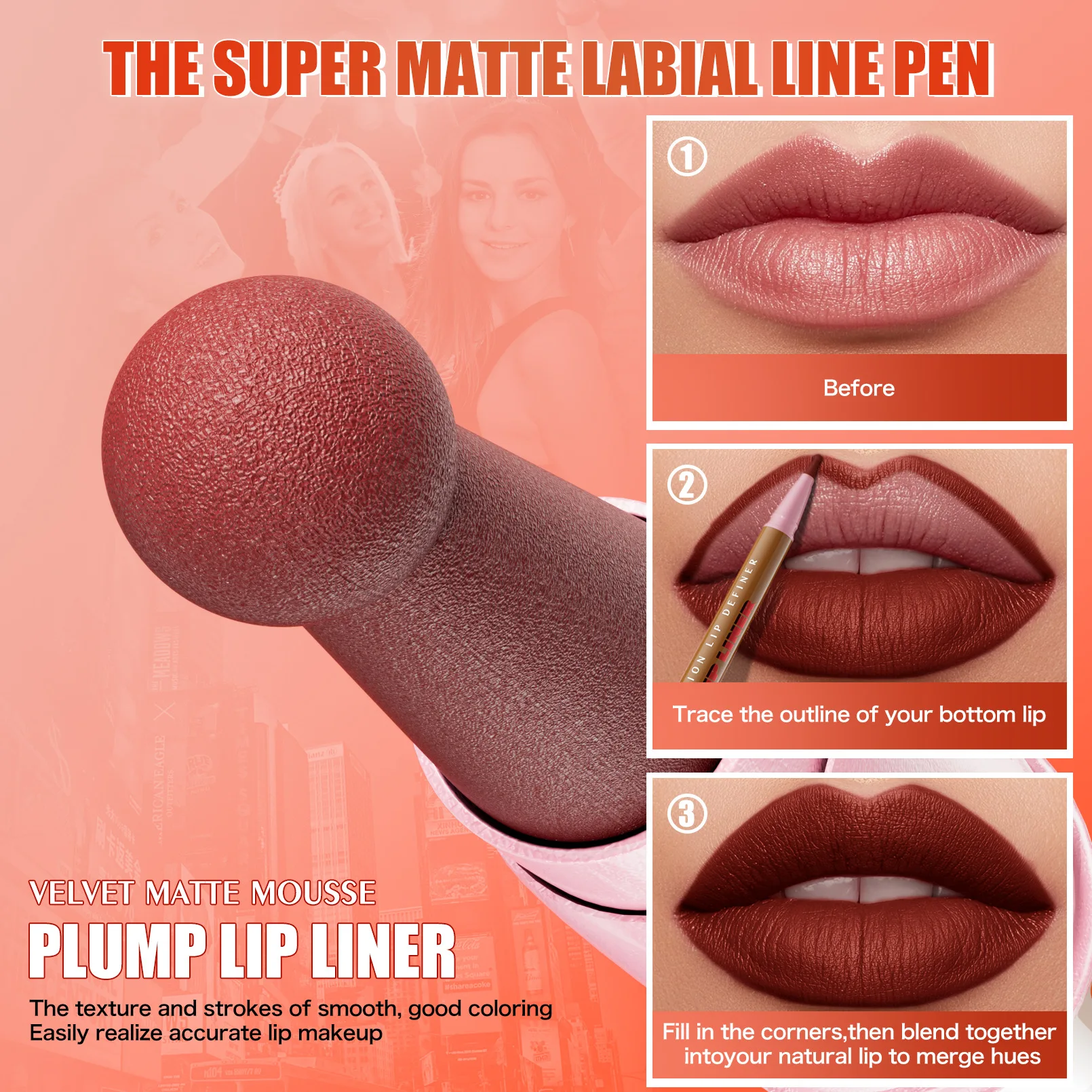 

Natural 3D Definition Lip Liner Waterproof No Smudge Transfer Proof Long Wear Cross Border Hot Sale Liquid Lip Liner for Perfect