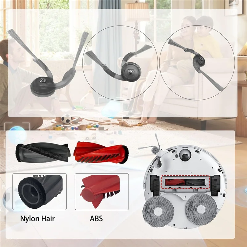 AB15-Kit de accesorios de repuesto para aspiradora Roborock Qrevo Curve/P20 Pro, cepillo principal, cepillo lateral, filtro, fregona, bolsa de polvo
