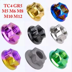 Golden Blue Grey Purple Candy Green M5 M6 M8 M10 M12 A3 Flange Screw Nut TC4 GR5 Titanium Alloy DIY Motorcycle