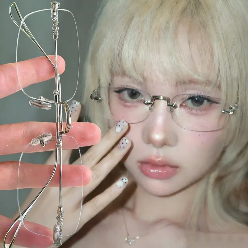 

1/2 шт. винтажные квадратные очки без оправы, прозрачные квадратные очки для женщин и мужчин, блокирующие синий свет, ретро, серебряные, золотые очки