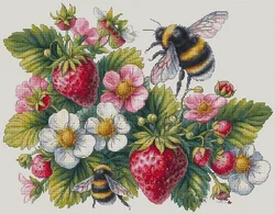 Bees and strawberries 18CT 16CT 14CT Unprinted Top Quality Cross Stitch Kits Embroidery Art DIY Handmade Needlework Home Decor