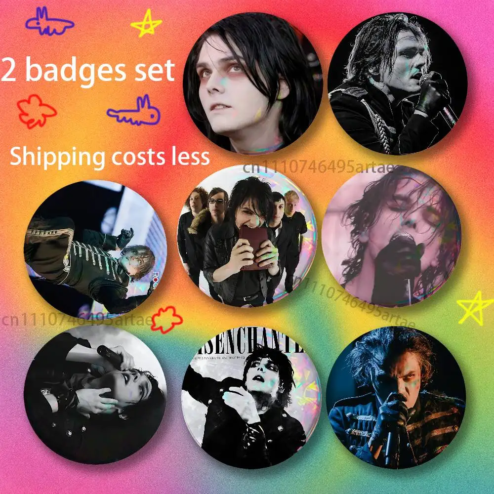 My Chemical Romance Brooches for Backpack Accessories 25,32,44,58,75mm Round Enamel Pins 2-piece set Cartoon Anime Badge